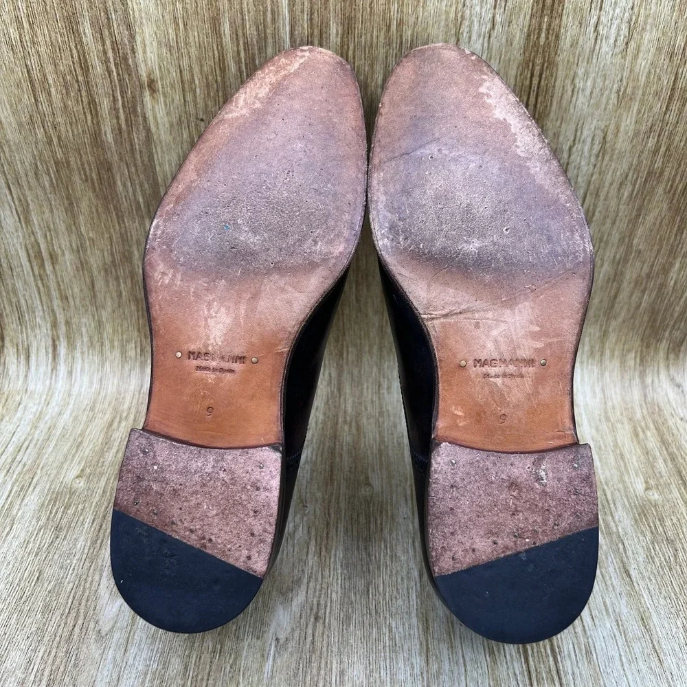 Magnanni Double Monk Strap Men's Size 9 Dark Brown Brogue Cap Toe Leather Spain